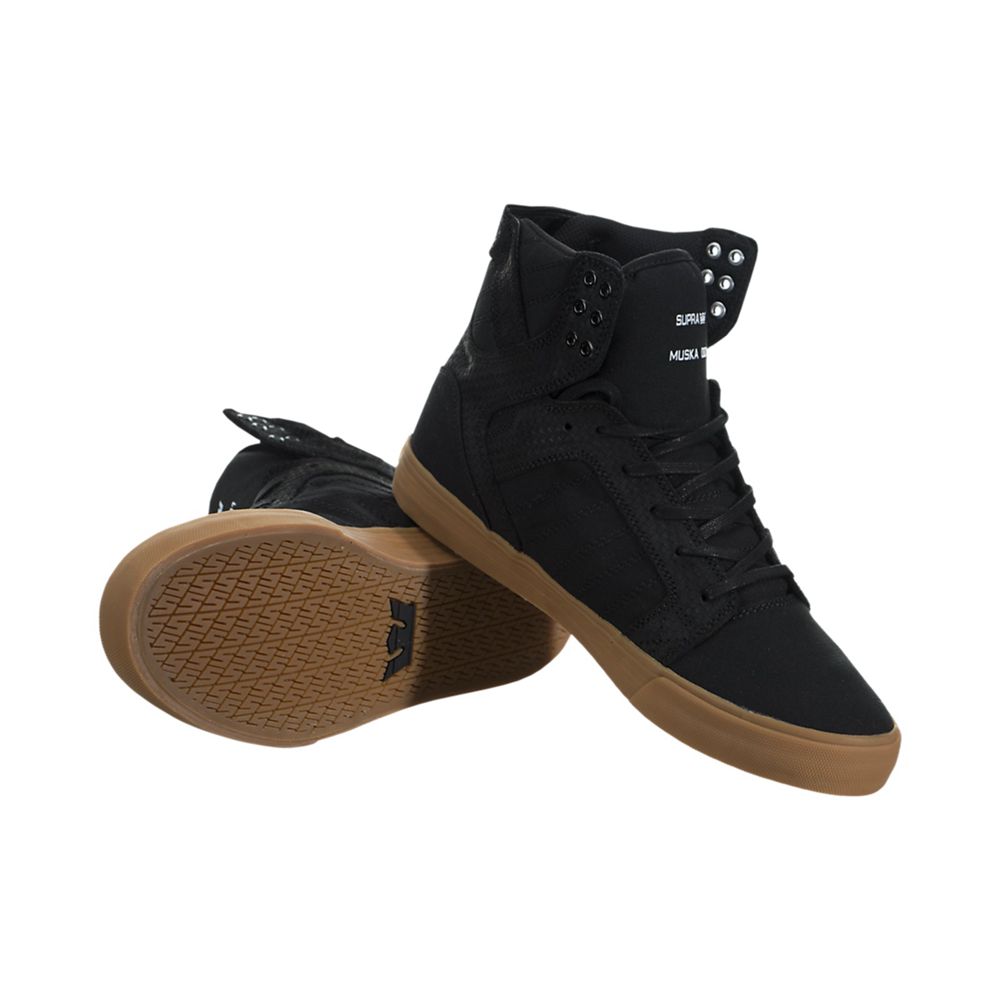 Baskets Montantes Supra SkyTop Noir Black/Gum Homme | RTT-10669238